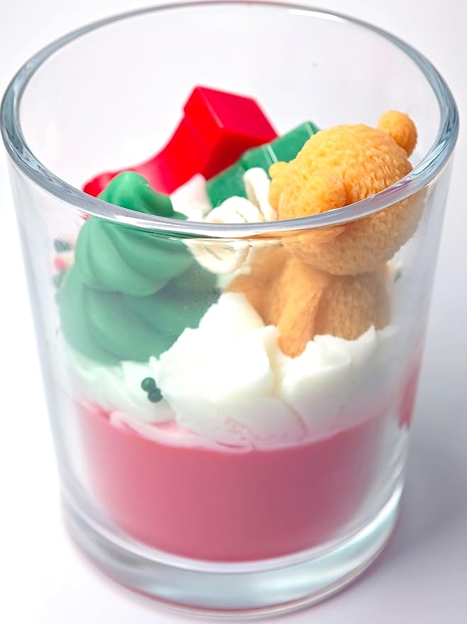 Pandachilla Aroma Candle Soy Wax Handmade Cute Dessert Series Cream Flavor Soft Smell 7.58ounces Burn time 40h (Little Bear Cup)