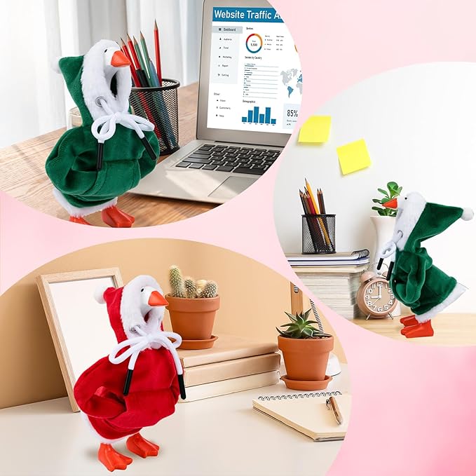 2 Pcs Christmas Desk Goose Outfits 7 Inches, Xmas Mini Desk Goose Clothes Hoodies 7 Inch Porch Goose Costume Christmas Desk Goose Accessories for Magnetic Goose Statue Table Decor