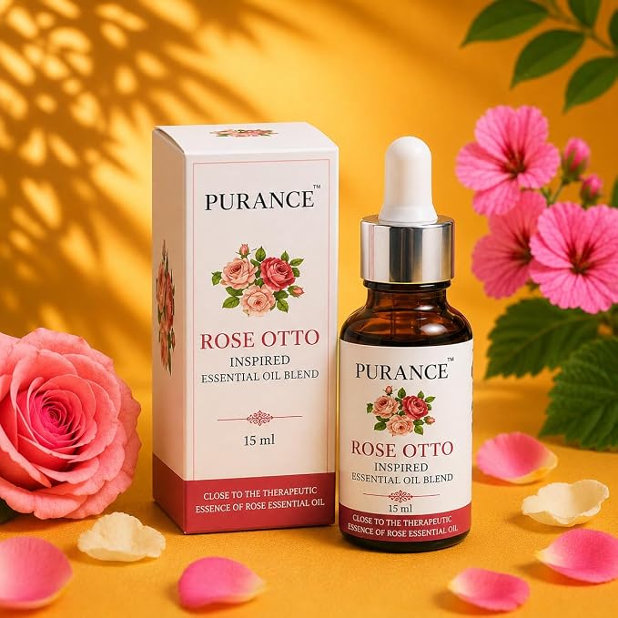 Rose Otto Inspired Essential Oil Blend 15ml – Botanical Aromatherapy Blend with Helichrysum, Frankincense, Neroli, Geranium & Bergamot – for Therapeutic Massage