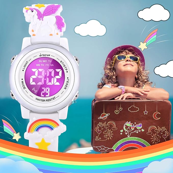 3D Cartoon Waterproof Watches for Girls with Alarm - Best Toys Gifts for Girls Age 3-12