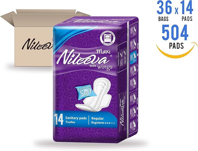 Care Maxi Sanitary Napkins with Wings – Ultra Soft, Super Absorbency & Individually Wrapped Super Value Bulk Pack (14 Pads/Pack X 36 Packs = 504 Pads)