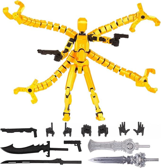 T13 Action Figure Assembly Completed, Upgraded 3D Printed T13 Action Figure, The Dummy 13 is Very Suitable for Office Desks and Birthday Cake Decorations (Yellow)