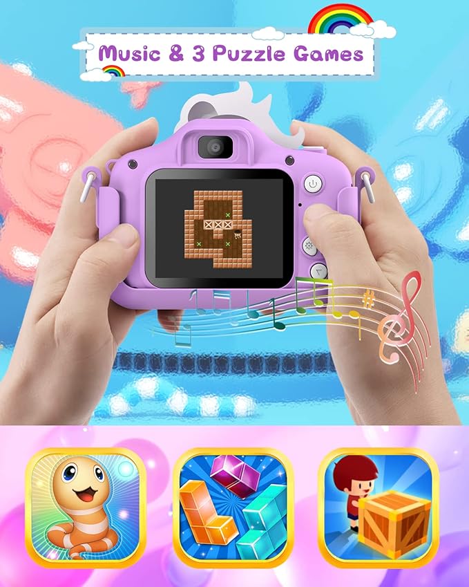 Kids Camera for 3-8 Years Old Toddlers Childrens Boys Girls Selfie Camera 20 MP HD 1080P IPS Screen Dual Digital Toy Camera for Kids Christmas Birthday Gifts with 32Gb Card