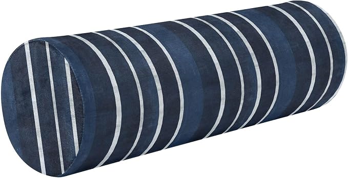 Bolster Pillow Decorative Neck Roll Pillow for Sleeping Round Pillow Inserts Memory Foam Cylinder Pillow Neck Support Darkblue Stripe
