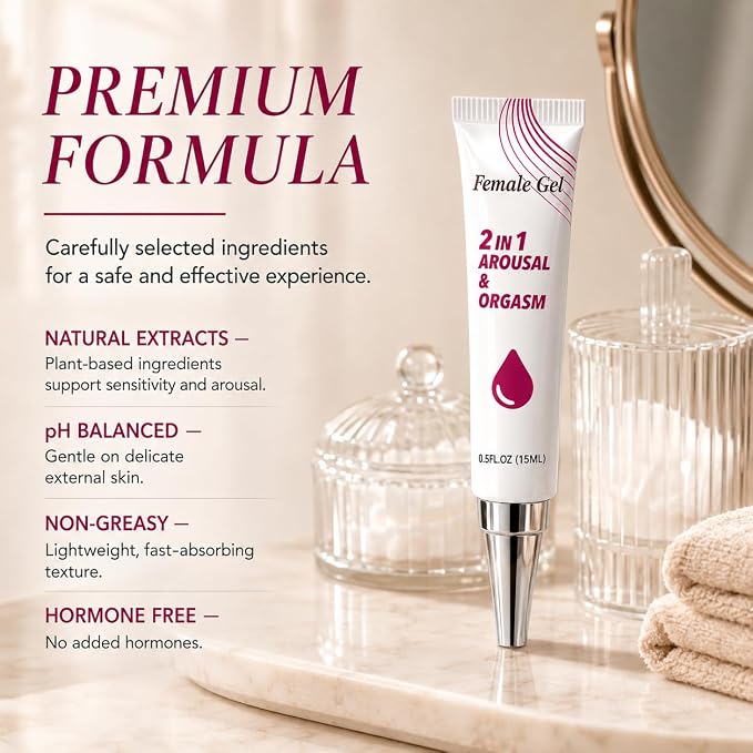 Female Intense Fast Orgasmic Gel, Arousal Gel Suitable for Women, Sexual Pleasure Booster, Solo or Couples Use, Travel Size 15ml