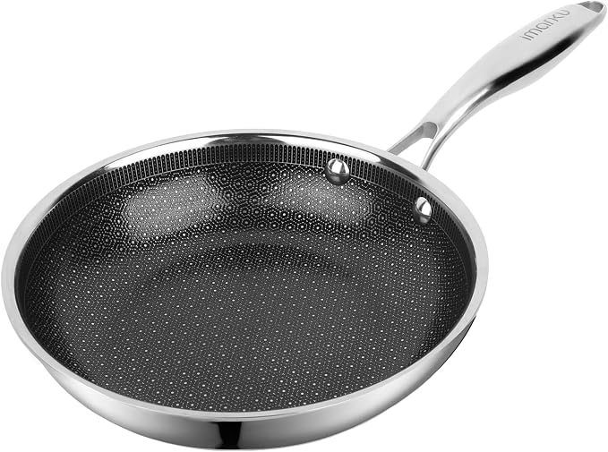 imarku 8 Inch Non Stick Frying Pans, Healthy Hybrid Ceramic Frying Pans | PFOA Free, Dishwasher & Oven-Safe Non Stick Skillets, Stainless Steel Frying Pan for Gas, Electric, and Induction