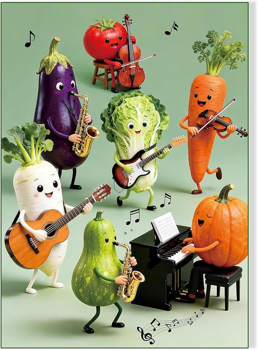 500 Pieces Large Size Jigsaw Puzzles for Adults and Teens and Kids Family Happy Games Funny Cats' Party [Larger Pieces] (Veggie Jam Session)