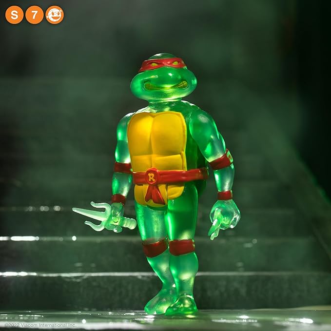 Super7 Teenage Mutant Ninja Turtles Raphael (Mutagen Ooze) Reaction Figure - 3.75" TMNT Action Figure with Accessories Classic Cartoon Collectibles