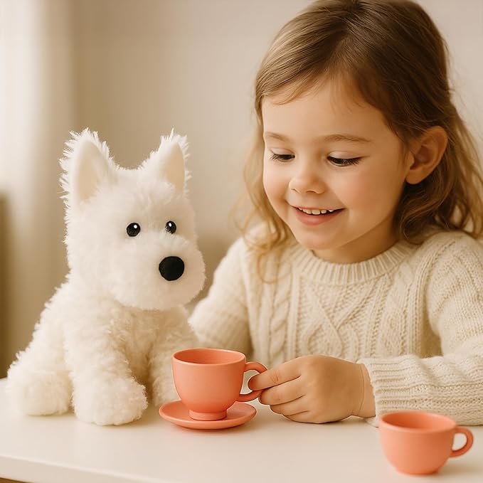 West Highland White Terrier Dog White Westie Puppy Stuffed Animals Plush Toys for Kids Girls Boys Baby Birthday Bedtime Gift, 12 inches