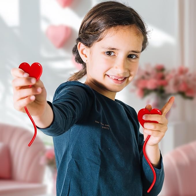 24PCS Heart Sticky Hands Toys for Kids, Stretchy Goodie Bag Stuffers Toys for Valentines Party Favor Supplies, Love Heart Sticky for Boys Girls Classroom Prizes