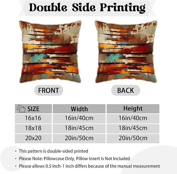 Burnt Orange Teal Rust Soft Velvet Throw Pillow Covers Set of 2 Abstract Vintage Metalic Copper Pillow Covers 18x18 Inch Retro Colorful Pillow Case For Sofa Couch Living Room Farmhouse Home Decor