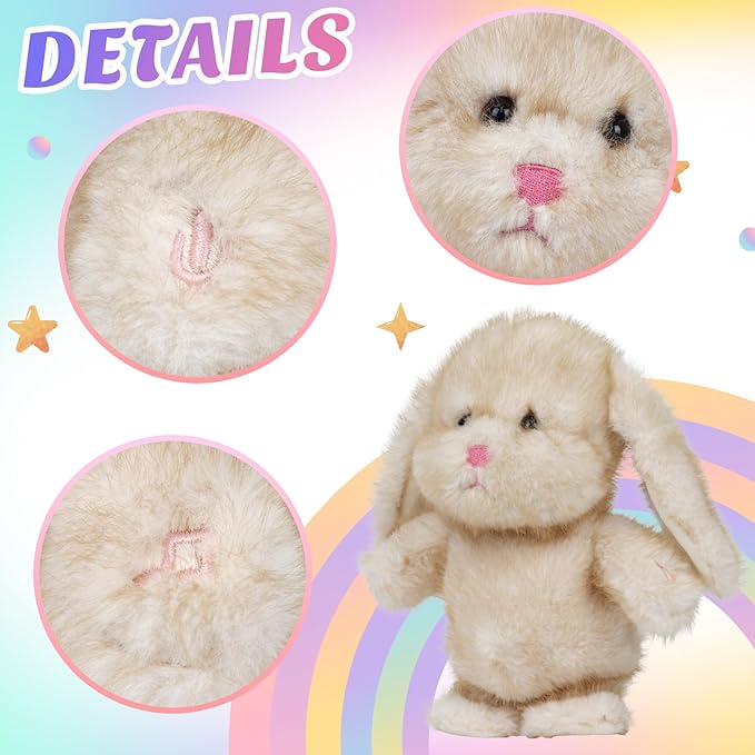 Easfan Talking Bunny Repeats What You Say Walking Singing Stuffed Animal Interactive Plush Toy Funny Animated Toy Speaking for Kids Toddlers Easter Birthday Gift,9''