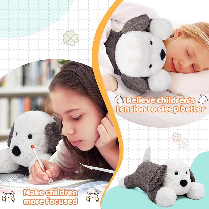 MorisMos 24inch 4Lbs Weighted Microwavable Stuffed Animal, Large Weighted Stuffed Dog Plush, Heatable Unscented Dog Throw Pillow