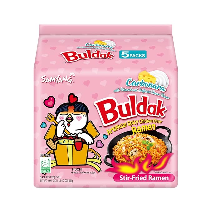 Samyang Ramen Korean Noodles Hot / Mild / Stir Fries / Soups (Buldak Carbo, .2Pack)