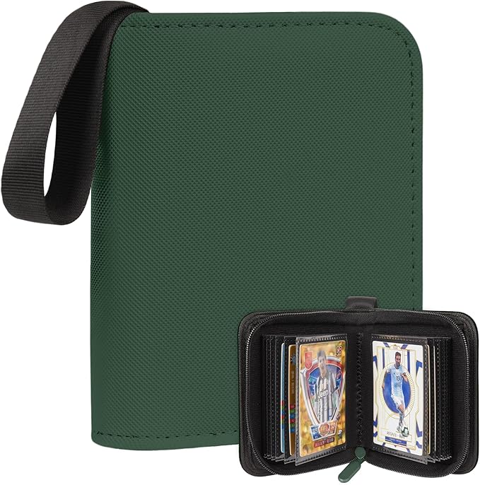 1 Pocket Card Binder–Collectible Trading Card Album,Single Card Holder with 20 Pages,Holds 40 Cards, Side-Loading Mini Binder for TCG,MTG,Sports,Baseball,Football,Small Sports Card Book，Green