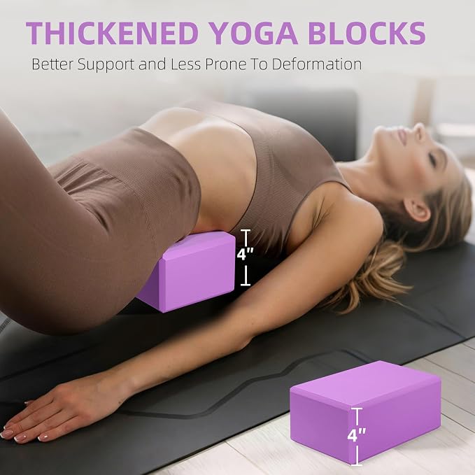 Large Foam Yoga Block 1 Pack, 9x6x4 Sturdy Pilates Block, Workout Block, Non Slip Surface Yoga Brick for Pilates Meditation, Stretching and Toning