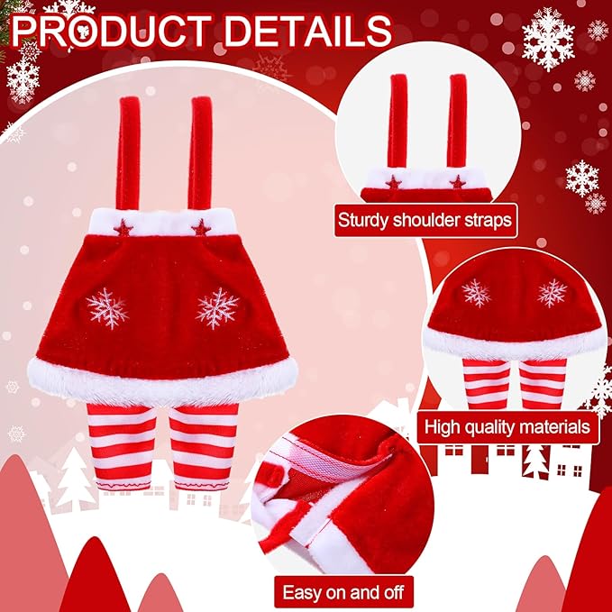 Meooeck 6 Pieces Christmas Accessories Set Including 2 Holiday Clothes Outfit, and 4 Novelty Toy Accessories for Kid(Reindeer)
