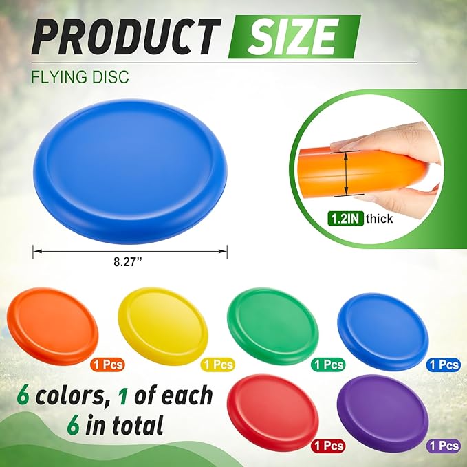 8 Inch Foam Flying Discs PE Equipment Coated Soft Flying Discs Kid Toy for Physical Education Equipment Elementary School Teaching Beach Outdoor Playing Game Sports Party Supplies, 6 Colors