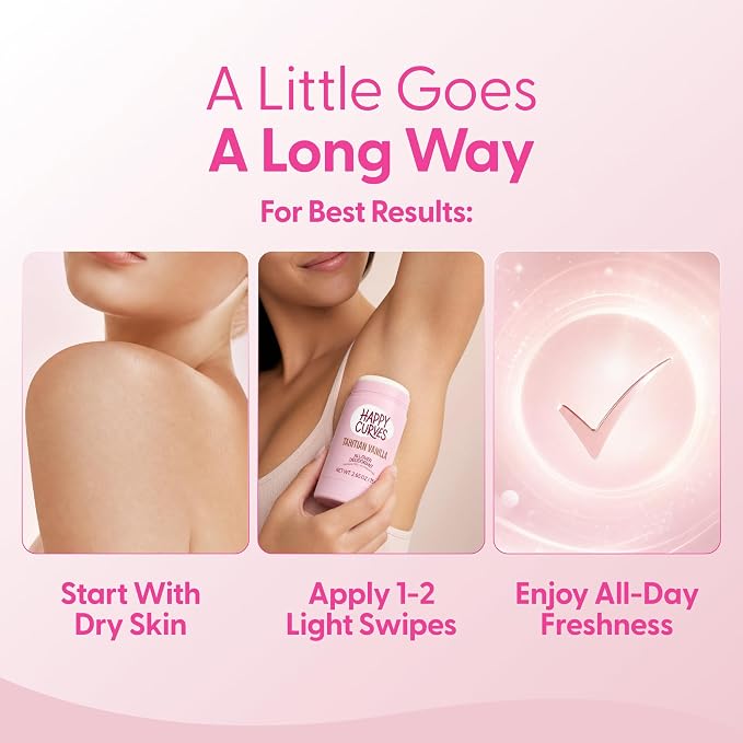 HAPPY CURVES All Over Whole Body Deodorant for Women - Aluminum-Free - Invisible All Day Layer of Full Body Protection for Long Lasting Odor Control, Sensitive Skin, & Private Parts - Tahitian Vanilla
