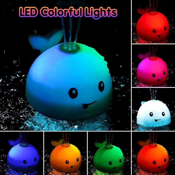 Baby Girl Bath Toys, Valentines Day Gifts for Babies 1 Year Old Girl Gifts, Toddler Bath Toys for Kids Ages 1-3, Light Up Whale Bath Toy Sprinkler Baby Toys 6-12-18 Months Bathtub Fountain Toy