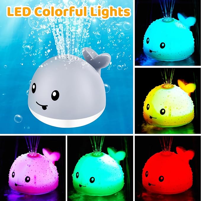 Light Up Whale Bath Toys Sprinkler for Babies 6-12 12-18 Months, Kids Ages 1-3 2-4, Baby Infant Toddler Pool Water Fountain Bathtub Toys for 1 Year Old Boys Girls Birthday Valentines Gifts