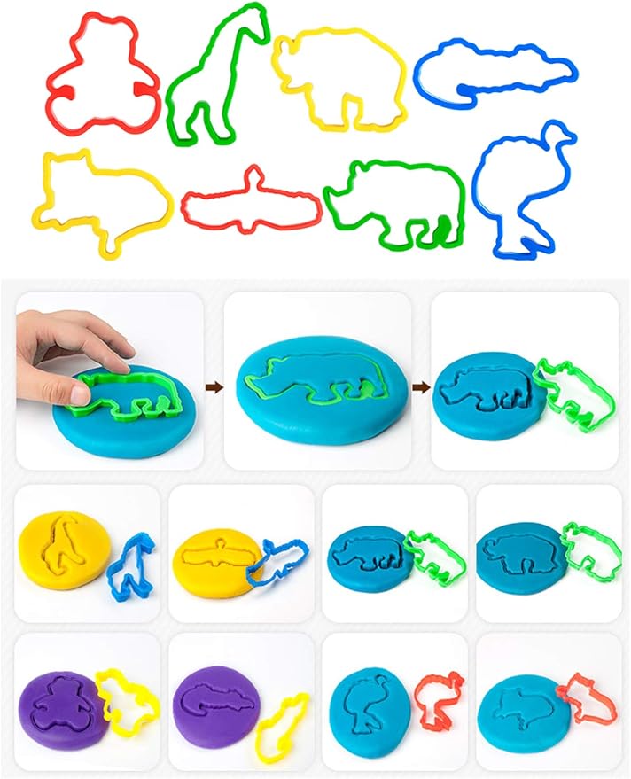 Letter Molds Tools Set for Kids 69Pcs Accessories, Rollers and Cutters, Numeral Various Plastic Animal Molds and Art Clay Tools for Creative Cutting
