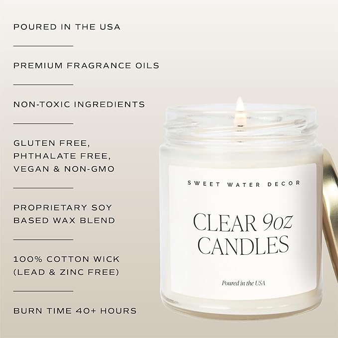 Sweet Water Decor, She Believed She Could So She Did, Tropical Fruit, Orange, Mountain Air, and Island Scented Soy Wax Candle for Home | 9oz Clear Jar, 40 Hour Burn Time, Made in the USA