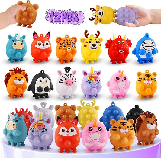 Toddler Valentines Day Gifts, 12PCS Animal Suction Pop Toys for Age 1 2 3 4 5 6, Airplane Car Travel Activities Essential, Birthday Gifts for Boys Girls Toddlers, Bath Toys for Toddler