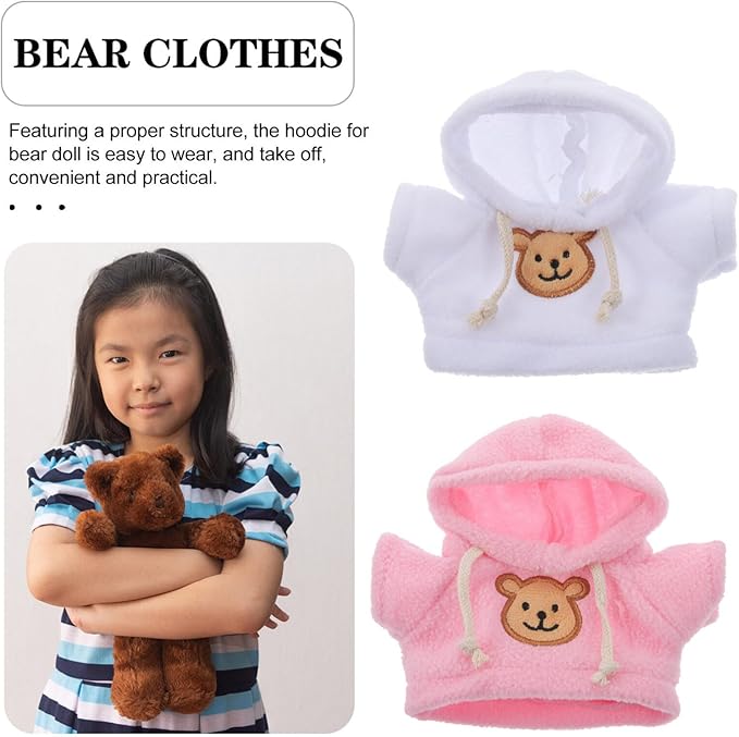 Toyvian 2pcs Small Plush Bear Doll Costume Stuffed Animal Outfit Girl Boy Plush Doll Hooded Sweater Clothes Cute Stuffed Animal Outfit Clothing for 6-8 Inch Stuffed Bears
