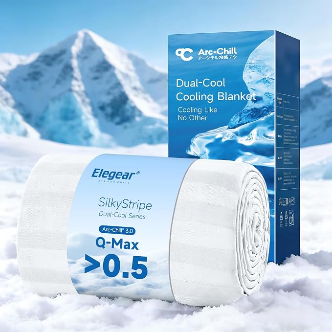 Elegear Revolutionary Cooling Throw Blanket, Absorbs Heat to Keep Body Cool for Night Sweats, Double Sided Arc-Chill3.0 Cool Fiber Q-Max>0.5, Lightweight Summer Cold Blankets Sleeping 51" x 67" | Q-Max>0.5 Cooling Fabric, Absorbs Heat to Keep Body Cool...