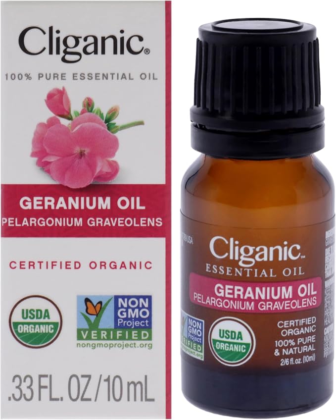 Cliganic Organic Geranium Essential Oil, 100% Pure Natural for Aromatherapy | Non-GMO Verified