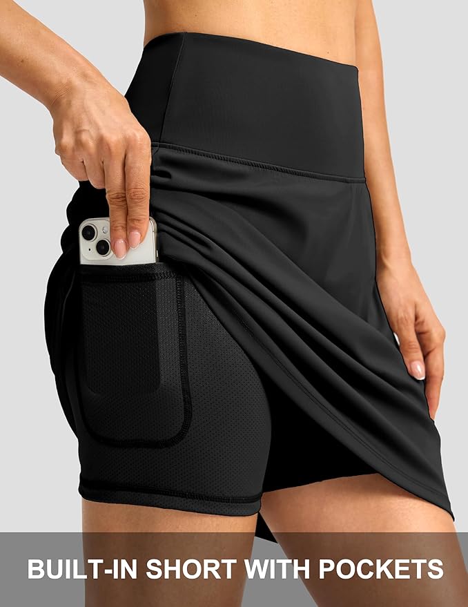G Gradual 19" Skorts for Woman with Pockets High Waist Golf Skirt | Lightweight, Stretchy, Breathable, Tummy Control, Built-in Shorts, Athletic, Tennis, Pickleball, Casual Summer
