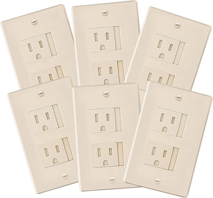 6-Pack Safety Innovations Self-closing (2 Screw) Decora Outlet Covers- An Alternative To Wall Socket Plugs for Child Proofing Outlets (Beige)