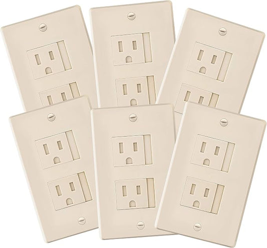 6-Pack Safety Innovations Self-closing (2 Screw) Decora Outlet Covers- An Alternative To Wall Socket Plugs for Child Proofing Outlets (Beige)