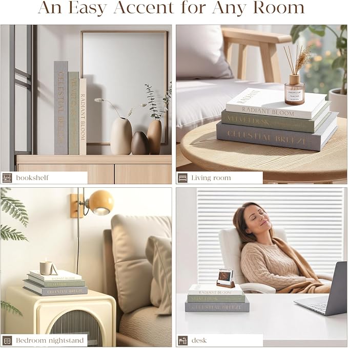 Decorative Books for Home Decor, Set of 3 Neutral Linen Storage Boxes | Linen Faux Book Boxes with Hidden Storage for Coffee Table, Bookshelf, Mantel, Living Room Decor, Photo Storage& Keepsake Box
