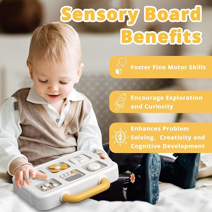 Baby Busy Board Cube, Toys for Boy Girl, Montessori Travel Toys for Toddlers, Learning Fine Motor Skills| Birthday Gifts for Infant Boys Girls (Large Activity Board)