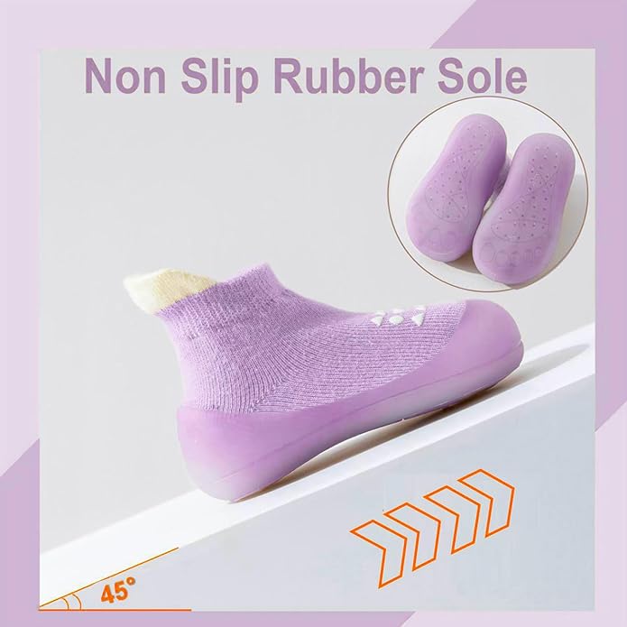 Hstyle Baby Sock Shoes Toddler Walking Shoes Infant Non-Slip Slippers Soft Rubber Sole Sneakers for Baby Boys Girls