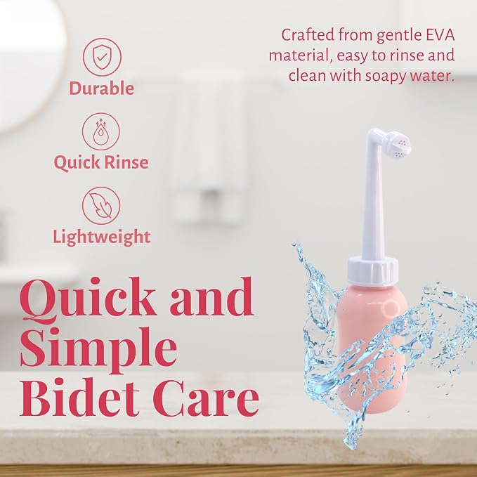 Adorable Pink Peri - Peri Bottle After Birth Care for Postpartum Essentials Feminine Pink Portable Bidet Water Squeeze Spray Bottle for Pain Relief tears Hemorrhoids with Bottle Cap 360 ml (12 oz)