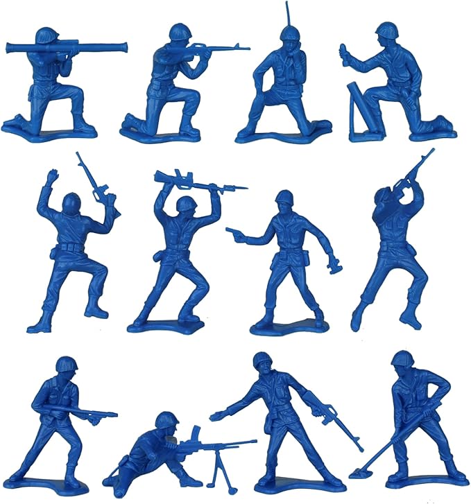 TimMee Plastic Army Men - Blue 48pc Toy Soldier Figures - Made in USA