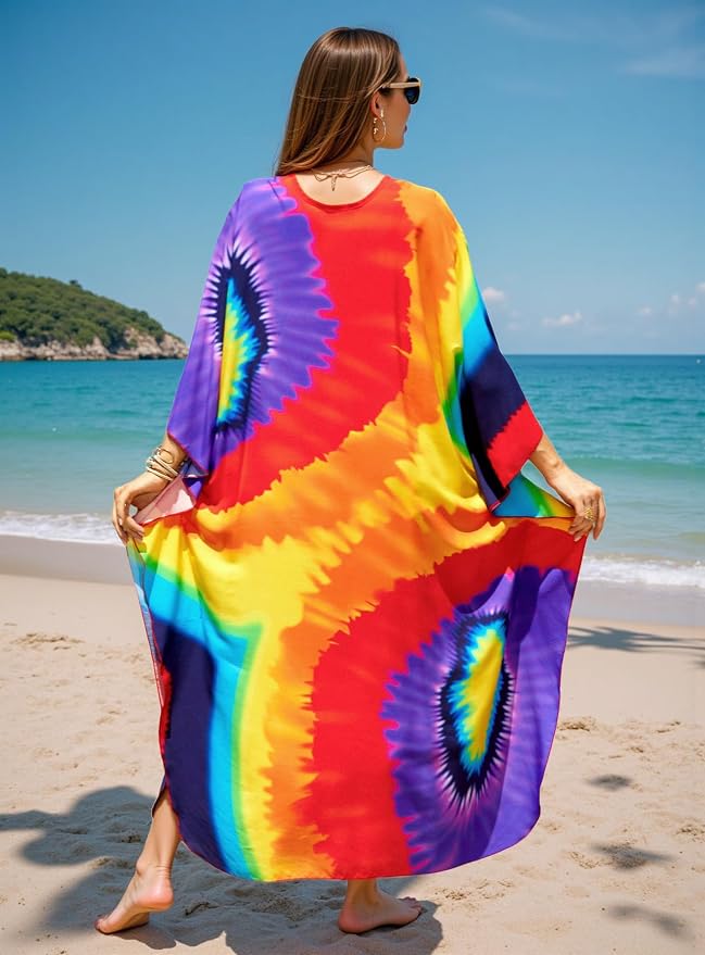 Mumu Dresses for Women Plus Size, Bohemian Kaftan Beach Cover Up Long Maxi Nightgown Soft Loungewear