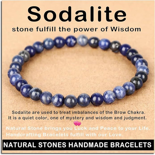 AD Beads Handmade Gemstone Stretch Elastic Bracelet Crystal Healing Reiki Nature's Beauty and Spiritual Essence Unisex