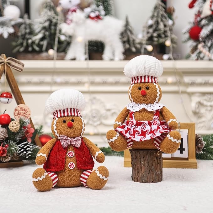 Christmas Gingerbread Man Plush Toy,Christmas Plush Stuffed Doll Gingerbread Boy Girl Cute Plush Pillow for Holiday Christmas Tree Gifts (Boy)
