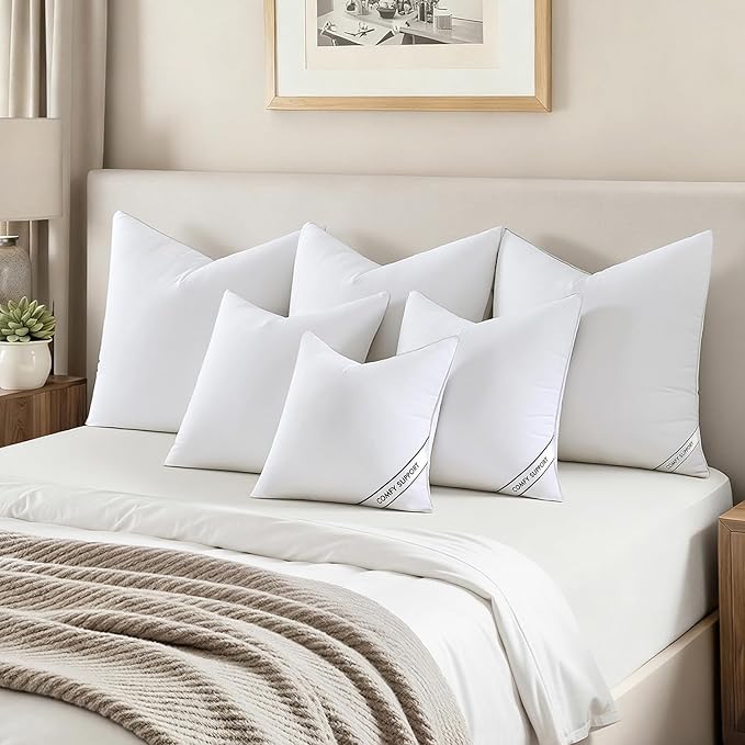 MIULEE 22x22 Pillows Inserts Pack of 4, Down Alternative Virgin Filling | Decorative Pillow Insert, Comfy Support Throw Pillows for Sofa Couch Bed