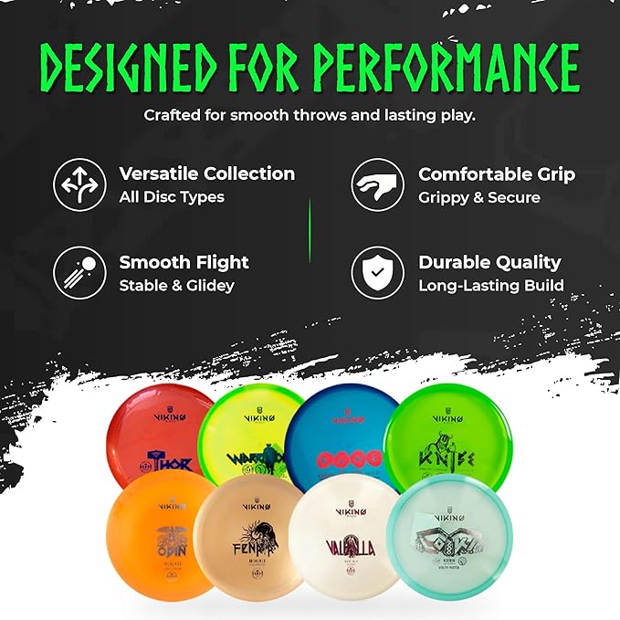 Viking Discs Competition Disc Golf Set - 8 Disc Golf Discs for Any Distance, PDGA Approved - Putter, Mid-Range, Fairway Driver, Distance Driver - Disc Set for Beginners and Professionals
