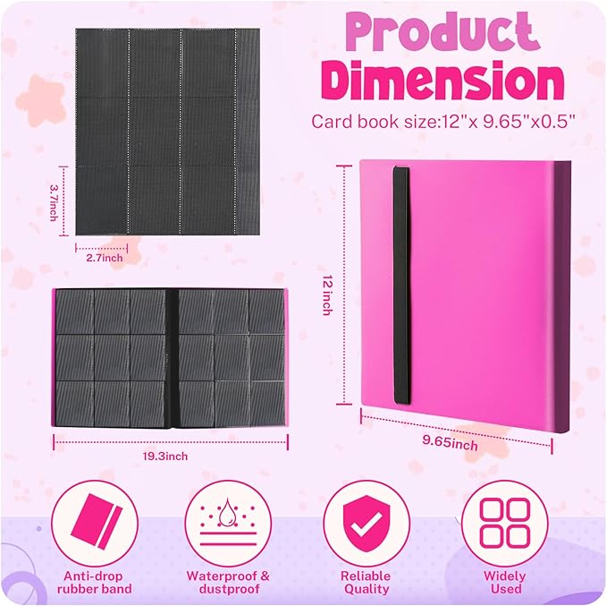 Card Binder, 9 Pocket Trading Card Album Folder,20 Pages, 360 Card Capacity Sports Card Binder, Premium Card Binders Compatible with MTG, TCG, Baseball Cards (Rose Red)
