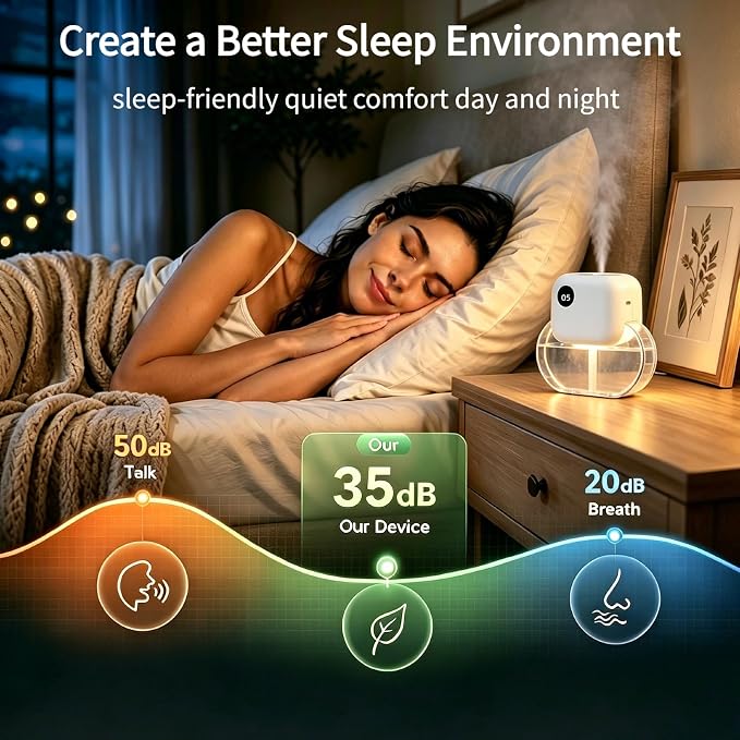 Aromatherapy Diffuser for Home - GloryAir 170ML Essential Oil Diffuser with 6 Mist Levels & 90 Days Runtime, Quiet Cool Mist,7 Color Light, Portable Type-C for Bedroom/Offices(Only Diffuser