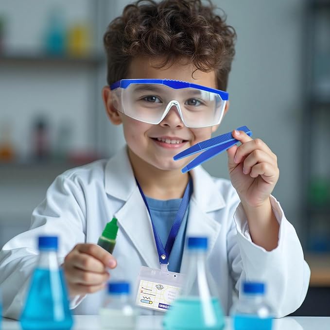 Kids Scientist Costume Lab Coat Doctor Pretend Play Toys Gift for Boys Girls with Goggles ID Card