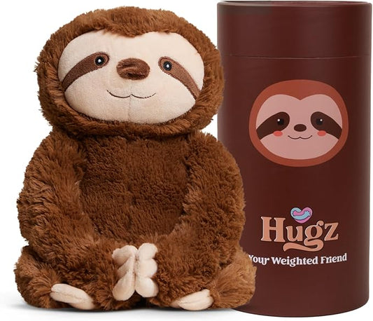 Hugz Official Sid The Sloth – Premium Weighted Stuffed Plushie 3.8 lb for Adults & Kids – Microwavable Stuffed Animal – Heatable & Coolable – Super Soft Fur – Gift Ready Tube Packaging