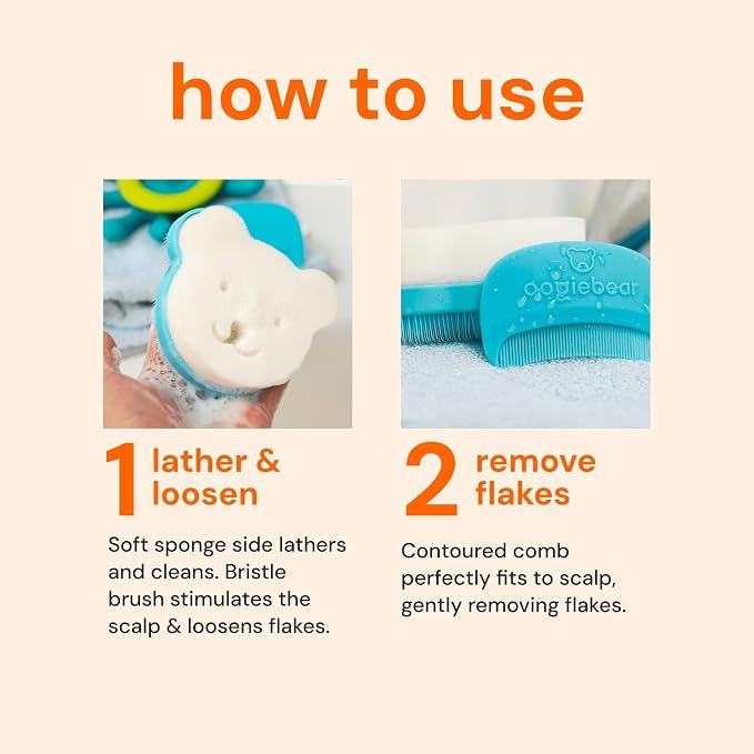 oogiebear Cradle Cap Sponge Replacement Set - Gentle & Effective Baby Scalp Care, Soft Sponge Refills for Cradle Cap Brush, 0+ Months, 6-Pack