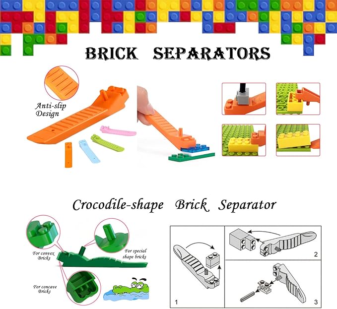 Building Blocks Tool Kit - Brick Separator, Mini Blocks Tool Set - Multi-Functional Hammer, Pliers, Tweezers, Finger Protectors with Tin Box (Pink)